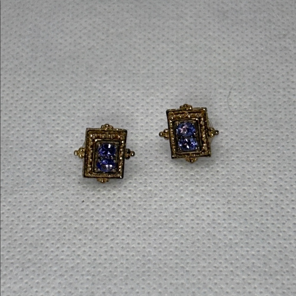 NWOT Genuine Gemstone Gems En Vogue Designer Button Earrings